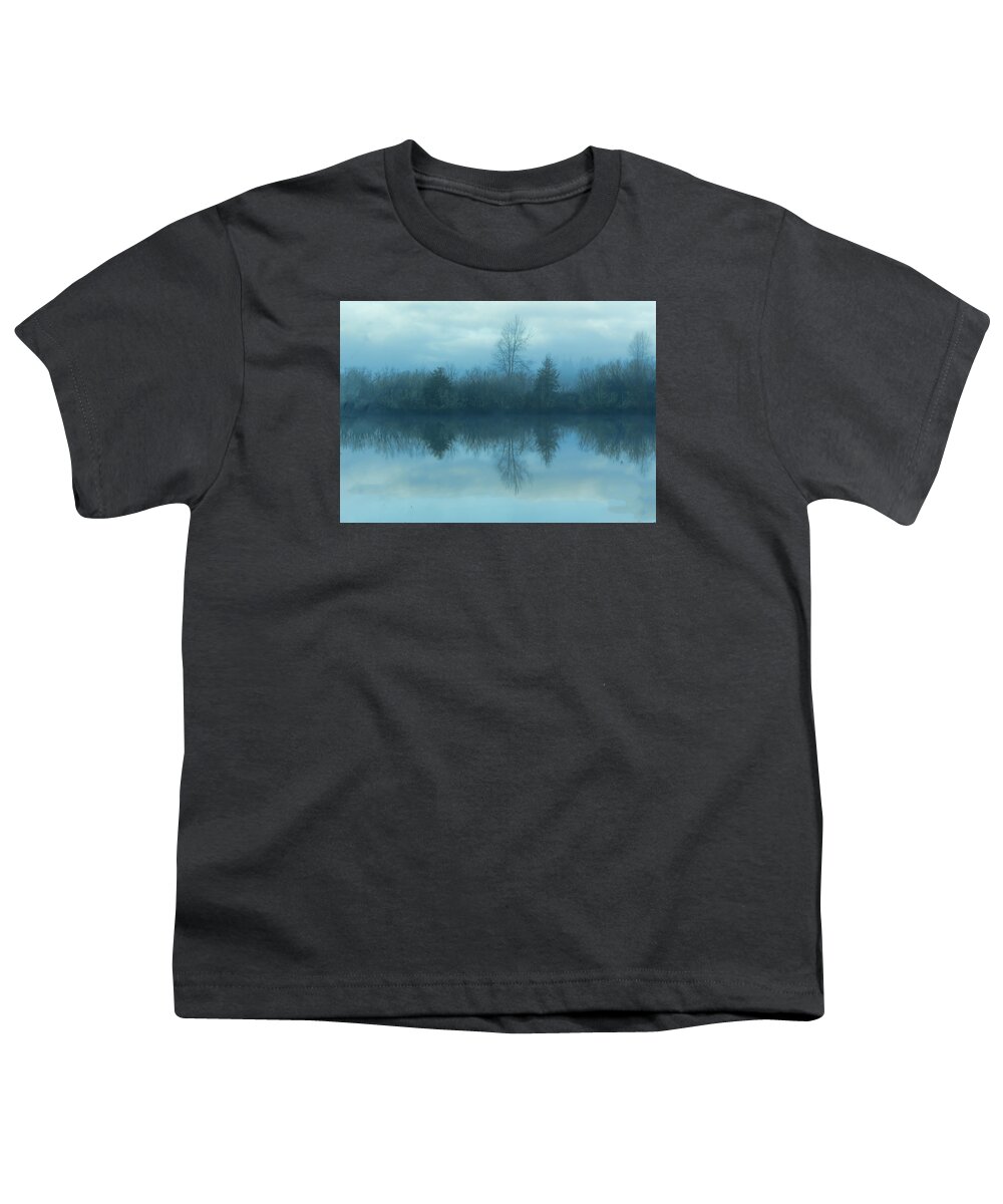 Reflections Lake Youth T-Shirt featuring the photograph Reflections blue lake by Cathy Anderson