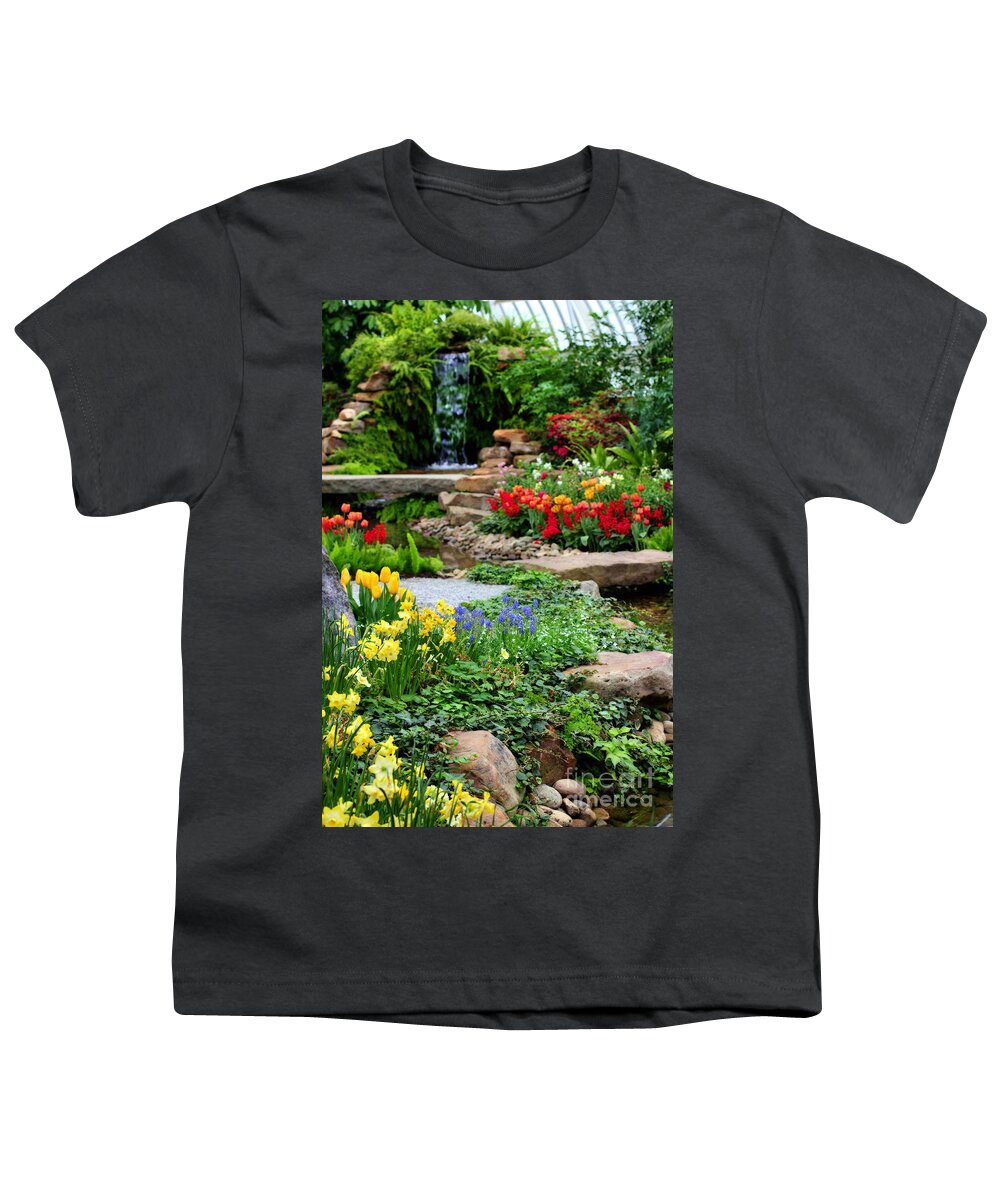 Waterfall Youth T-Shirt featuring the photograph Botanical Gardens #7 by Angela Rath