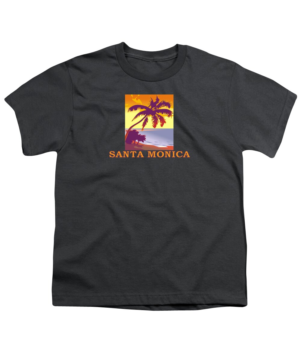 Santa Monica Youth T-Shirt featuring the digital art Santa Monica #6 by Brian's T-shirts