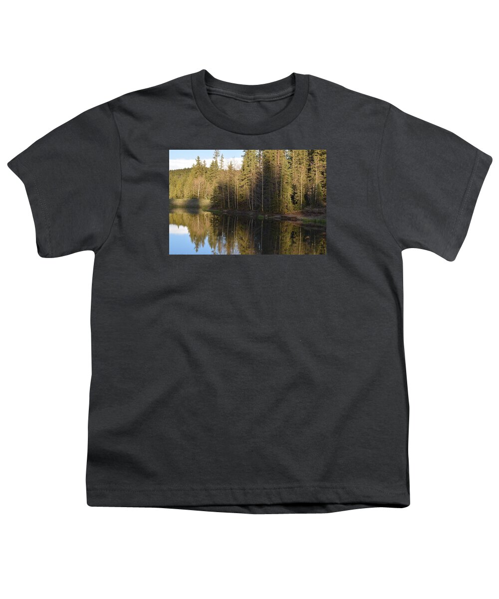 Blue Youth T-Shirt featuring the photograph Shadow Reflection Kiddie Pond Divide CO by Margarethe Binkley
