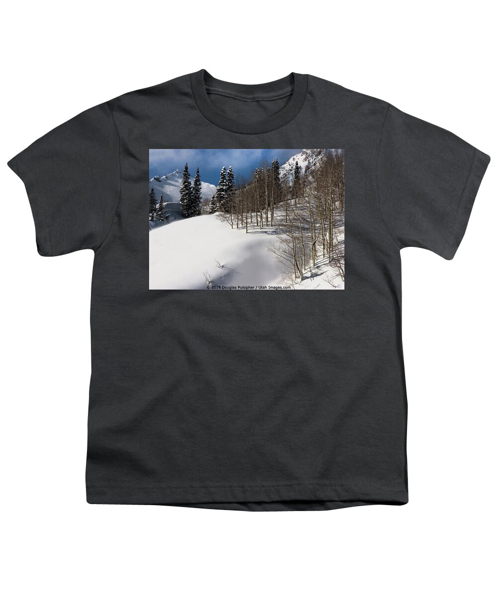 Alta Ski Resort Youth T-Shirt featuring the photograph Wasatch Mountains in Winter #9 by Douglas Pulsipher
