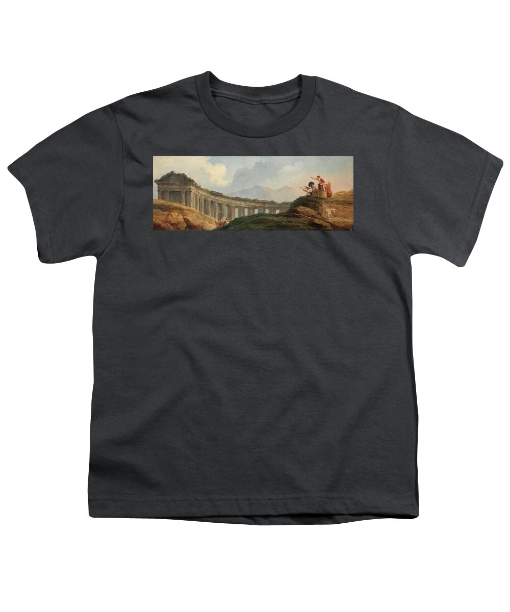 Hubert Robert Youth T-Shirt featuring the painting A Colonnade in Ruins by Hubert Robert