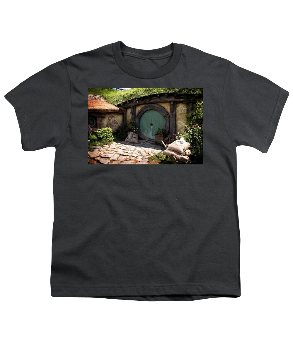 The Shire Youth T-Shirt featuring the photograph A Colorful Hobbit Home by Kathryn McBride