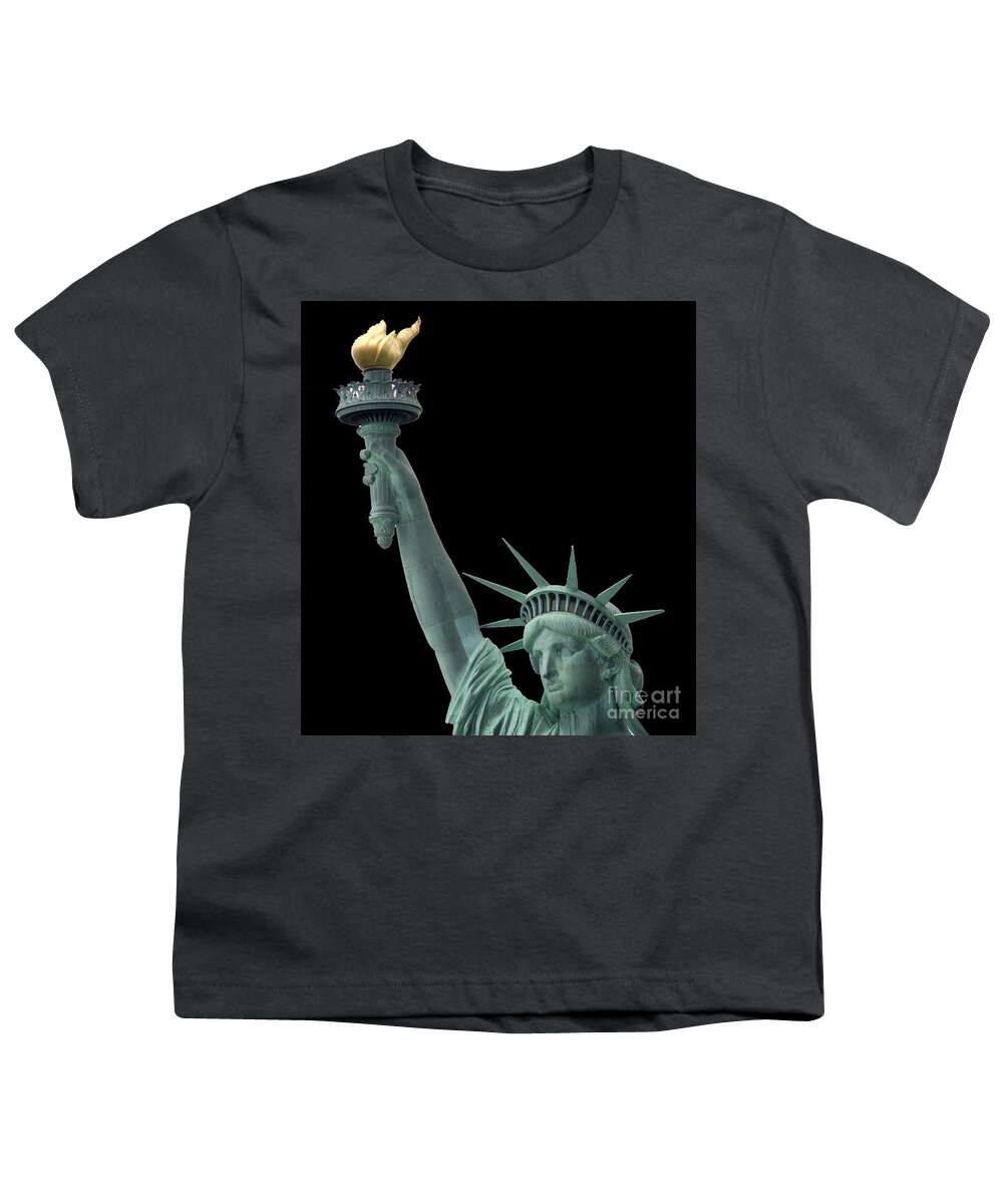 Lady Liberty Youth T-Shirt featuring the photograph A Light in the Dark by Jennifer Frechette