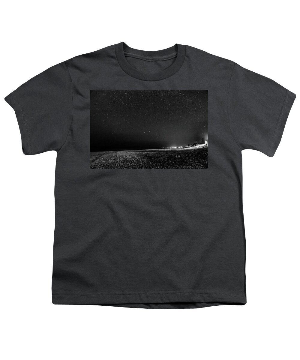 Steve Harrington Youth T-Shirt featuring the photograph A Night At The Beach - The Big Dipper bw by Steve Harrington