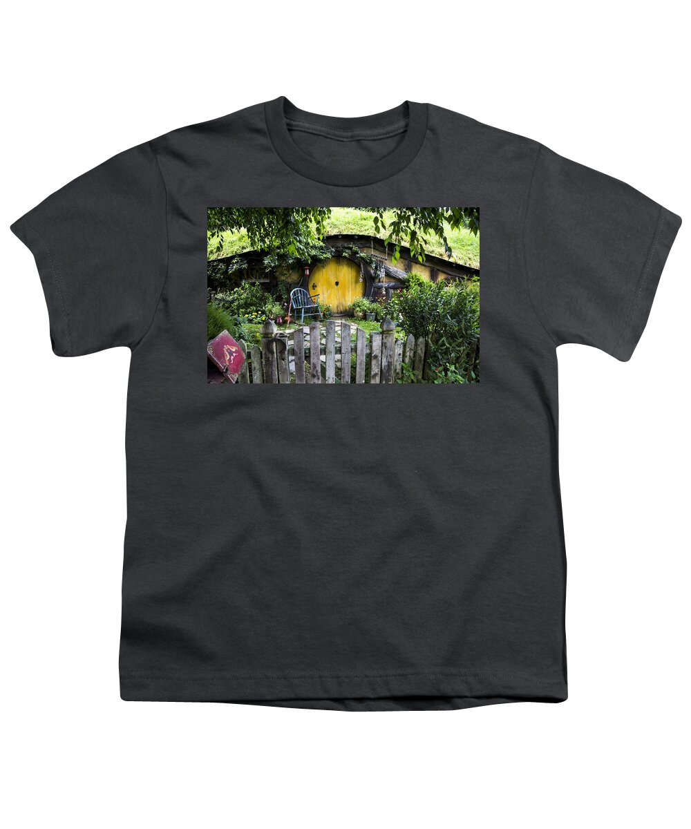 The Shire Youth T-Shirt featuring the photograph A Pretty Little Hobbit Hole by Kathryn McBride