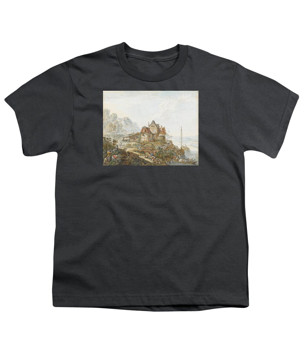 Jacob Van Strij (dordrecht 1756 - Dordrecht 1815) Youth T-Shirt featuring the painting A Rhine Landscape with Peasants at Work by MotionAge Designs