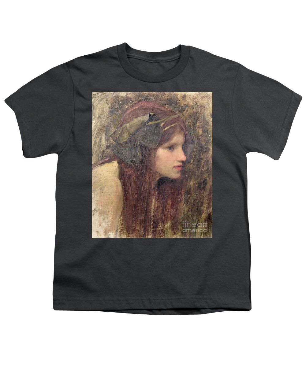Naiad Youth T-Shirt featuring the painting A Study for a Naiad by John William Waterhouse