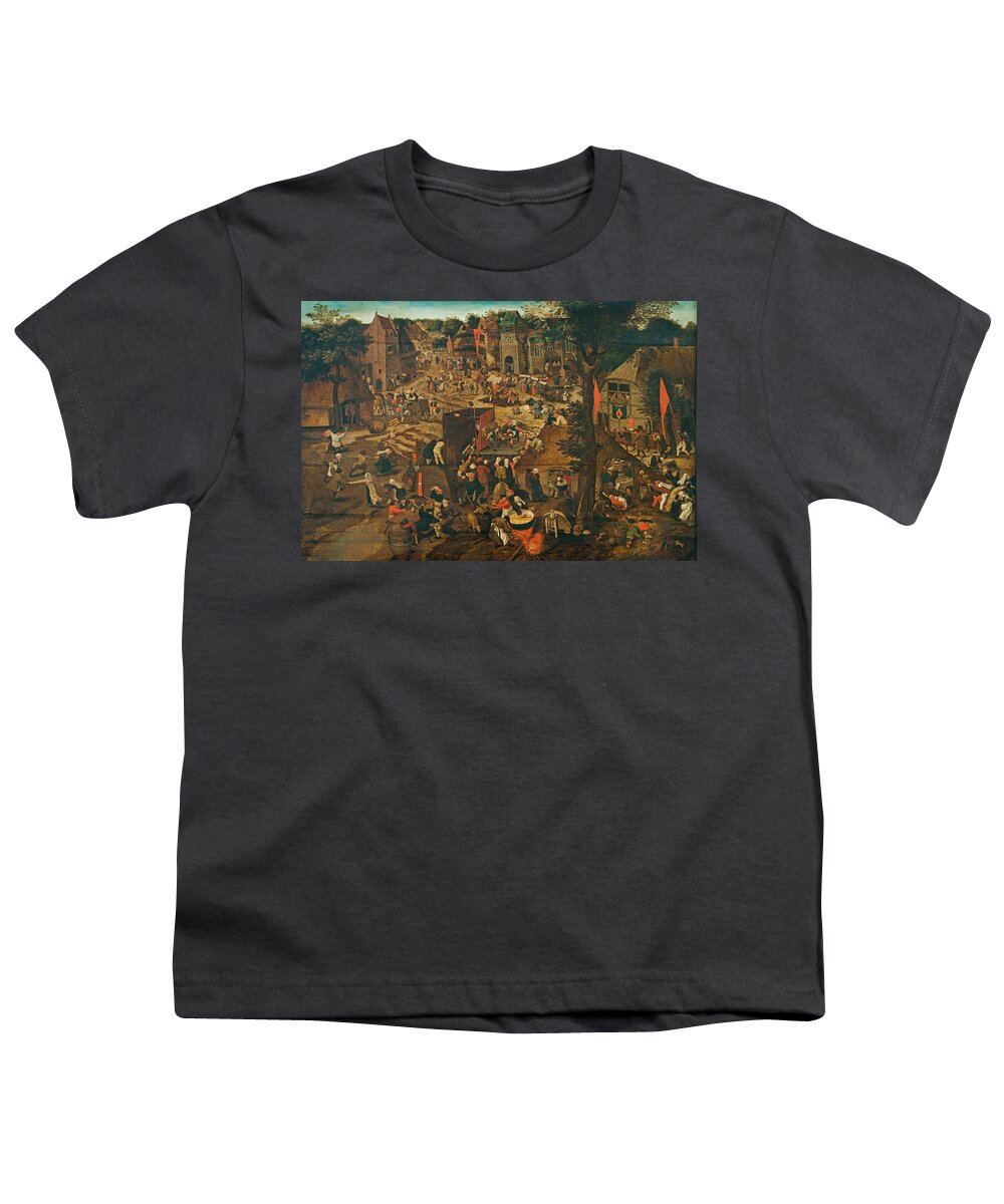 Pieter Brueghel The Younger Youth T-Shirt featuring the painting A Village Fair . Village festival in Honour of Saint Hubert and Saint Anthony by Pieter Brueghel the Younger
