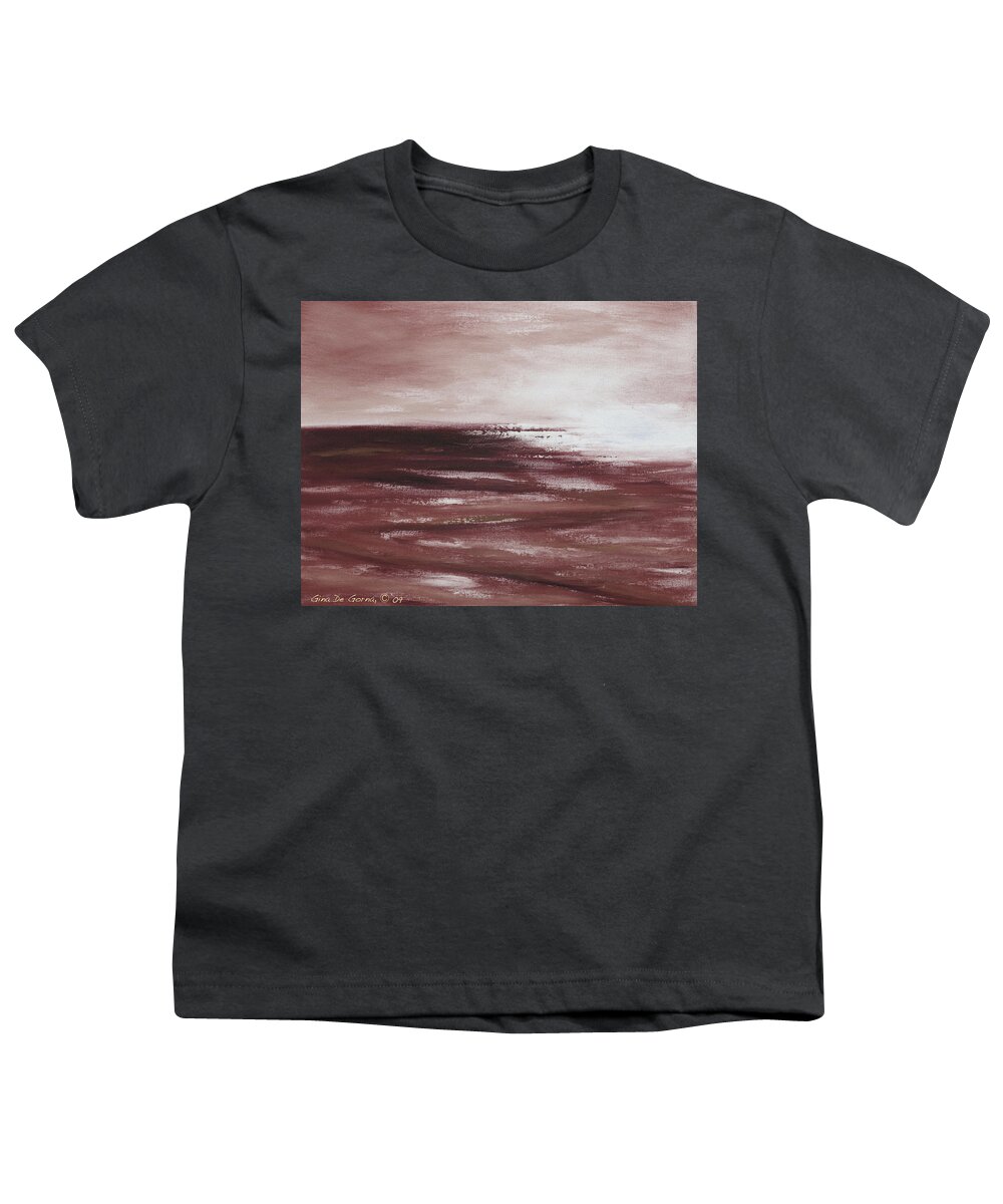 Abstract Youth T-Shirt featuring the painting Abstract Sunset in Brown Reds by Gina De Gorna