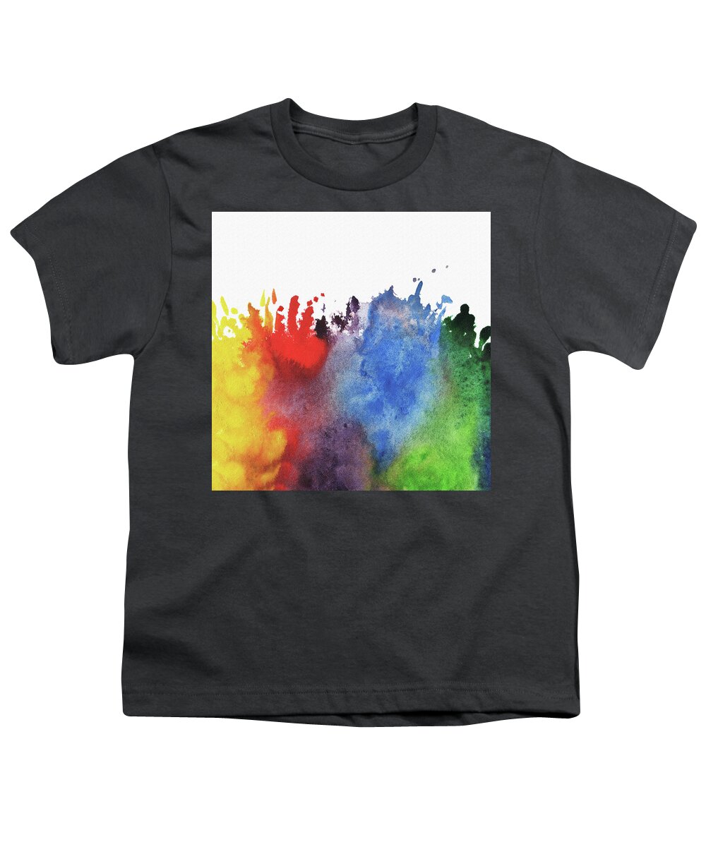 Abstract Watercolor Youth T-Shirt featuring the painting Abstract Watercolor Rainbow Splash by Irina Sztukowski