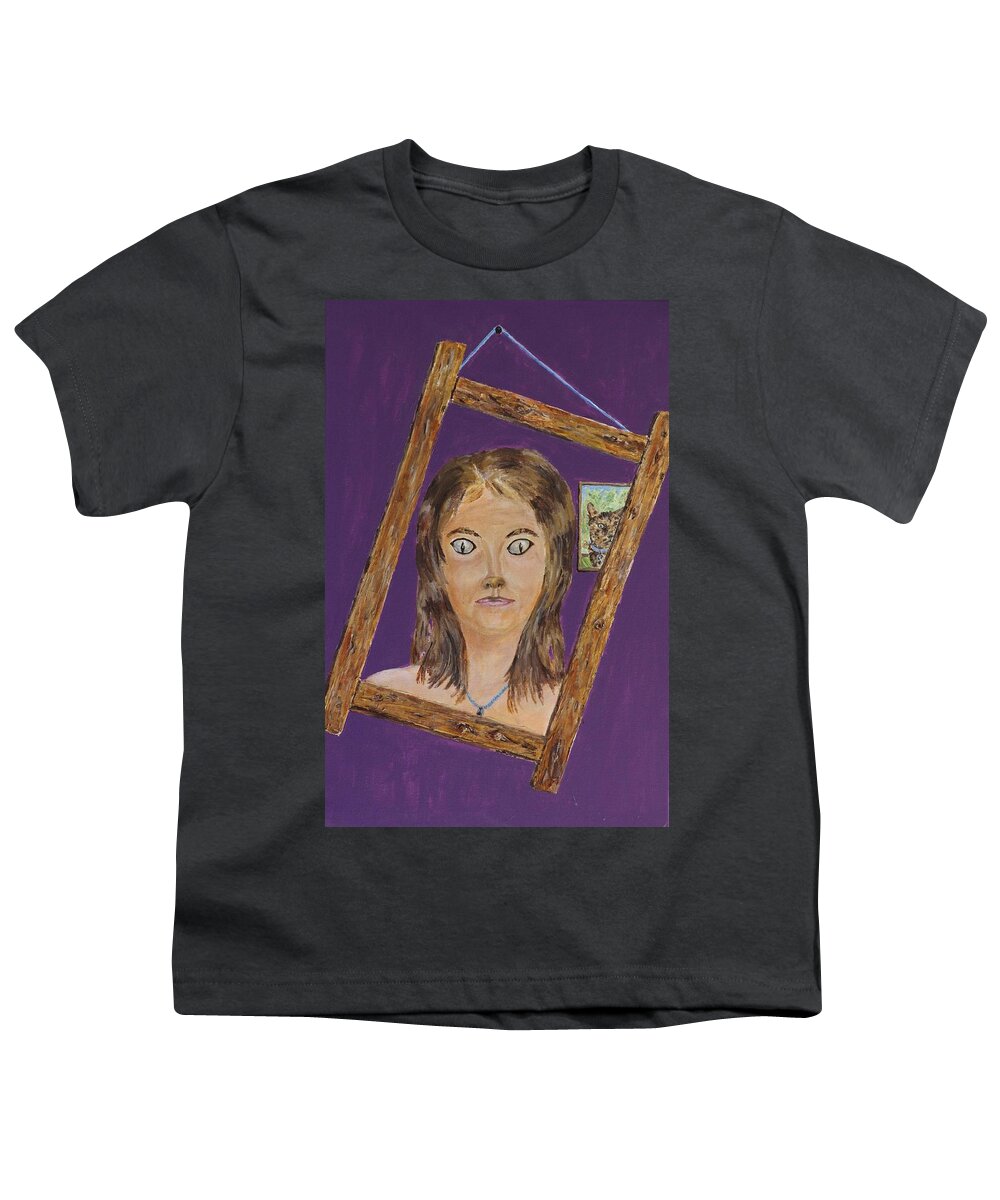 Ailurophile Youth T-Shirt featuring the painting Ailurophile too far? by David Capon