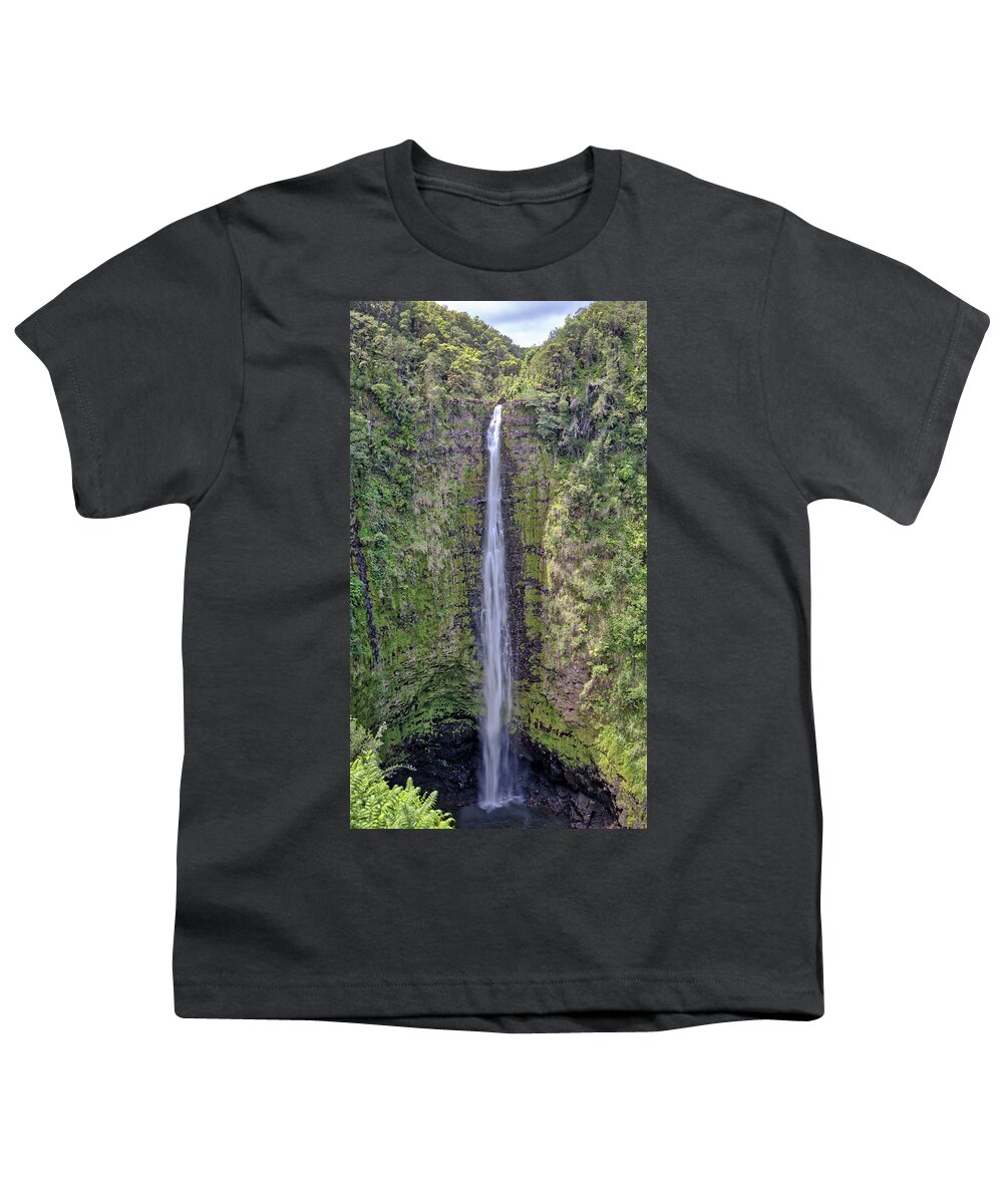 Akaka Falls Youth T-Shirt featuring the photograph Akaka Falls by Susan Rissi Tregoning