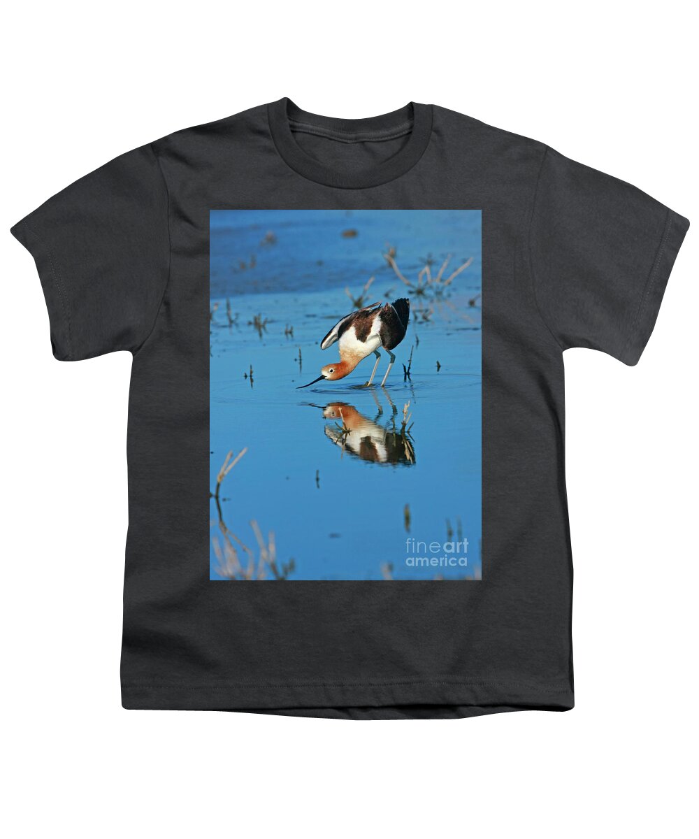 Birds Youth T-Shirt featuring the photograph American Avocet Reflection by John F Tsumas
