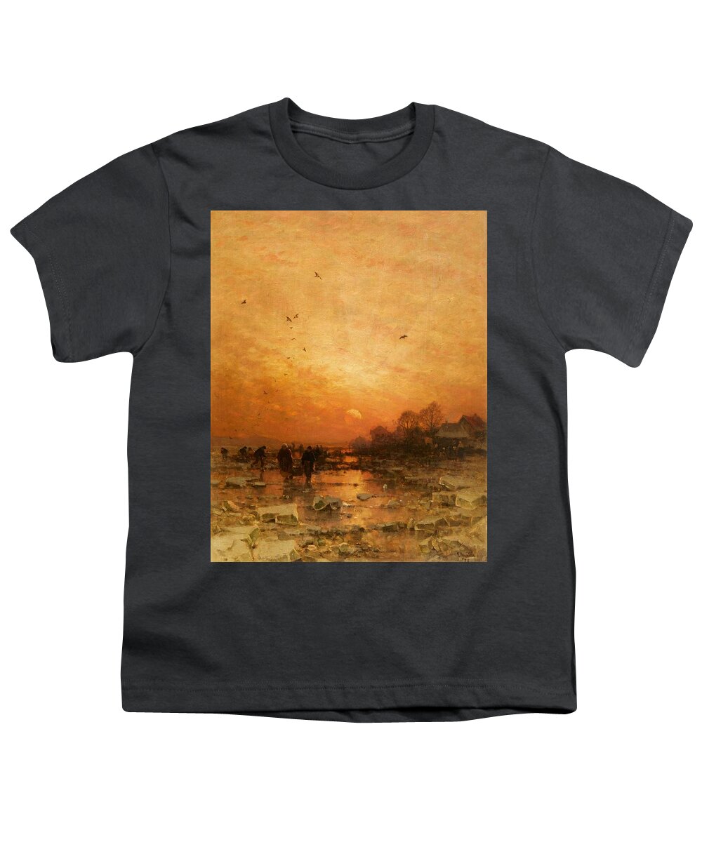 Ludwig Munthe Youth T-Shirt featuring the painting An Evening Winter Landscape by MotionAge Designs