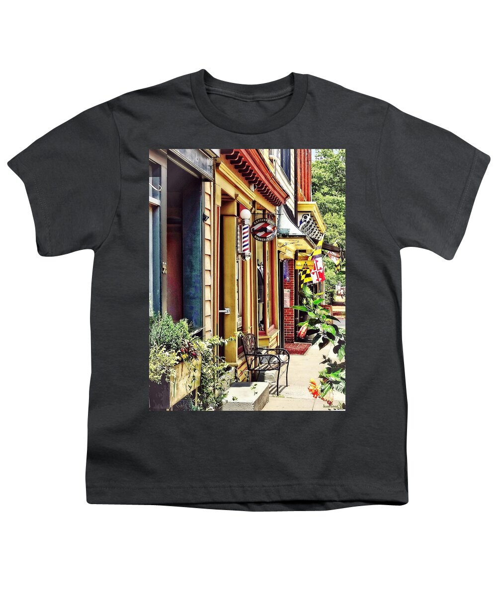 Maryland Avenue Youth T-Shirt featuring the photograph Annapolis MD - Barbershop and Reiki Studio by Susan Savad