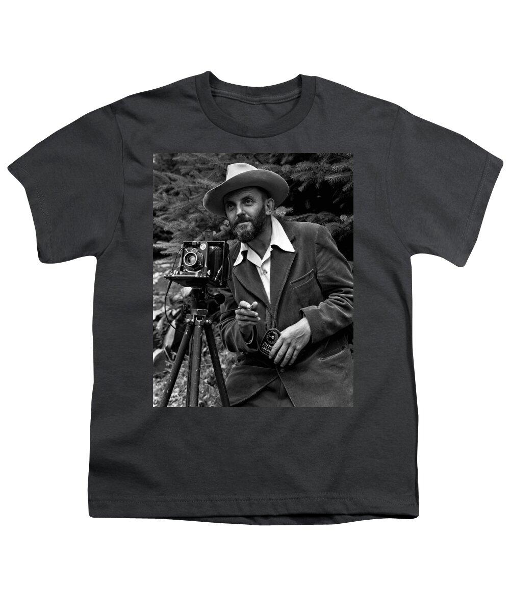 Ansel Adams Youth T-Shirt featuring the photograph Ansel Adams Black and White Photo by Georgia Clare
