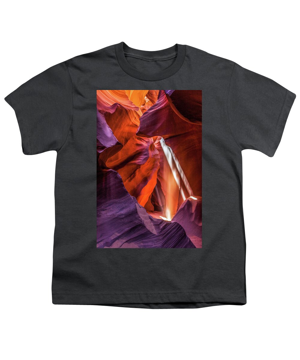 Antelope Canyon Youth T-Shirt featuring the photograph Antelope Canyon Lightshaft 3 by Lon Dittrick
