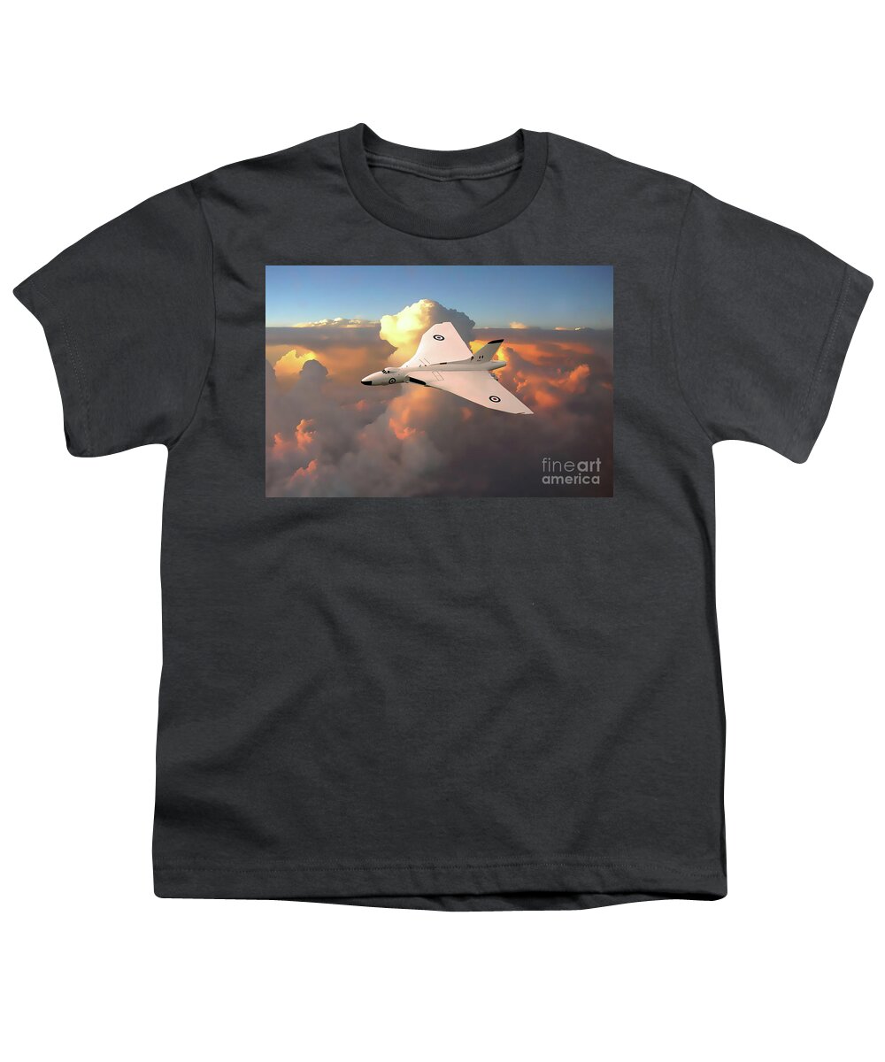 Vulcan Youth T-Shirt featuring the digital art Anti Flash White Vulcan Bomber by Airpower Art