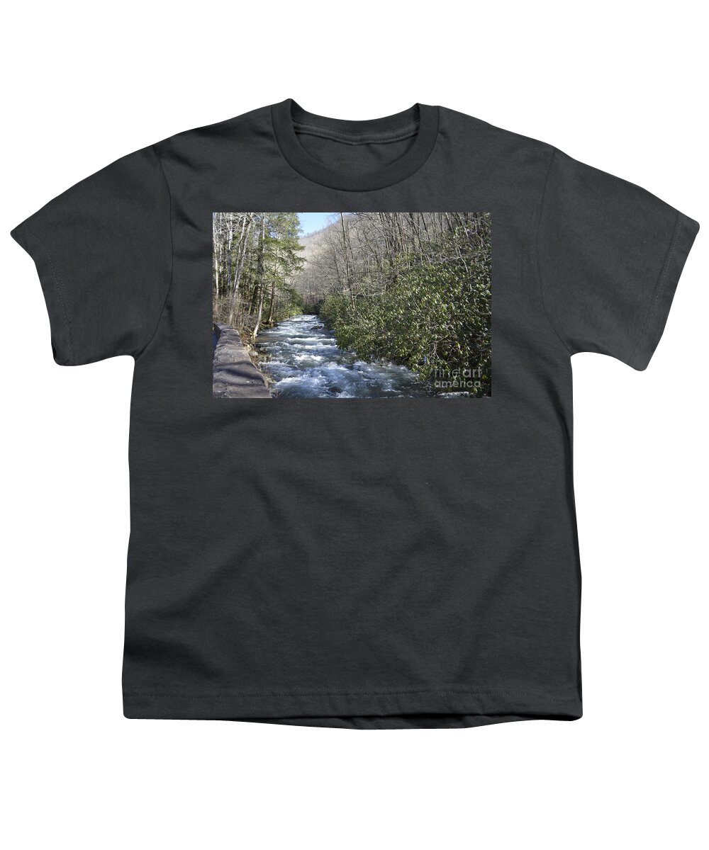 Streams Youth T-Shirt featuring the digital art Appalachian Mountain Water 2 by Barb Dalton