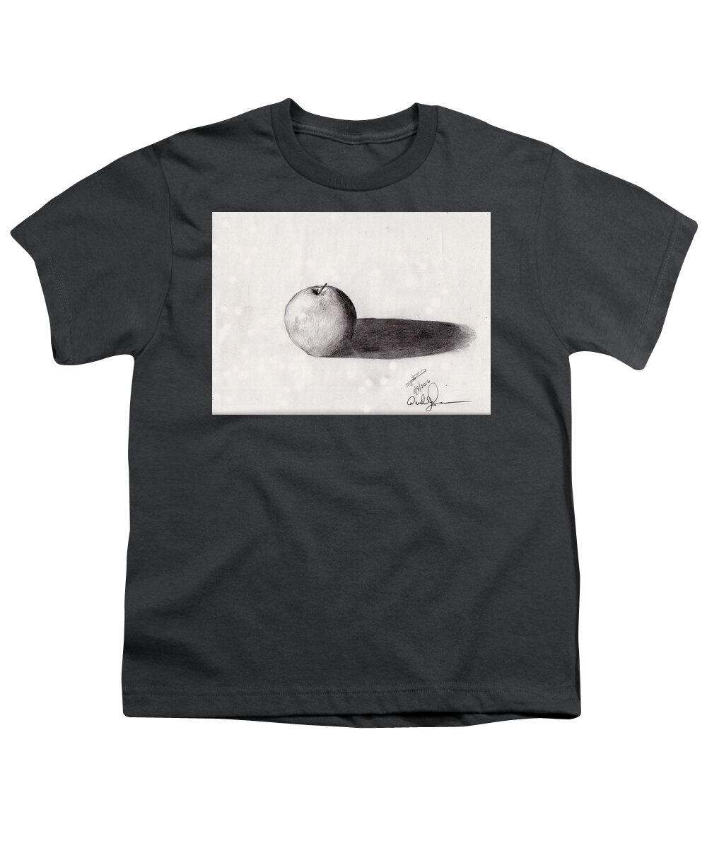 Apple Youth T-Shirt featuring the drawing Apple by David Jackson
