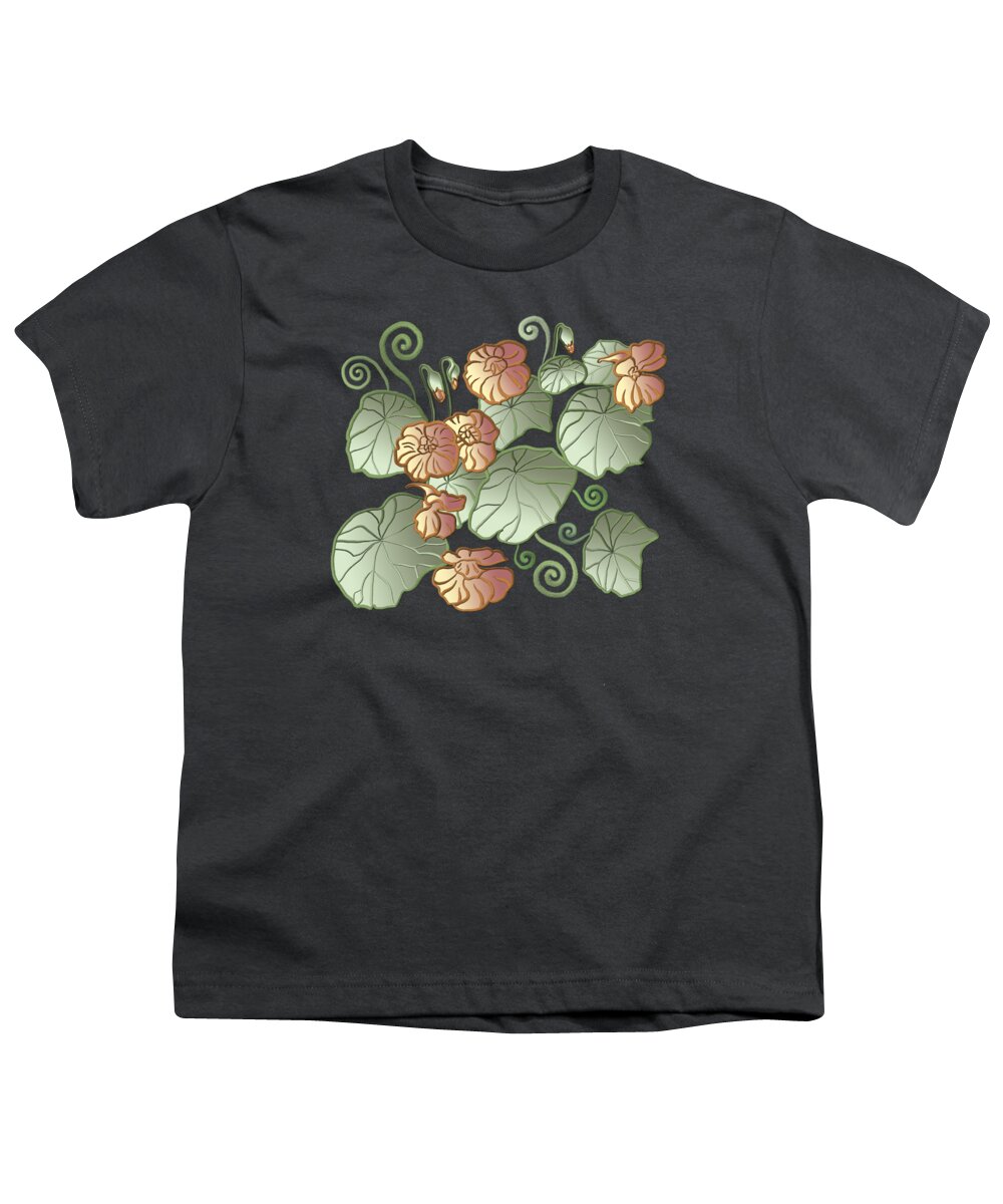 Hand Painted Youth T-Shirt featuring the painting Art Nouveau Garden by Ivana Westin