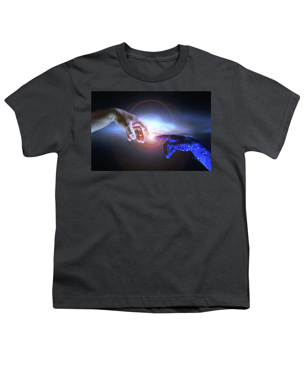 Michelangelo Youth T-Shirt featuring the photograph The Hand of AI by John Williams
