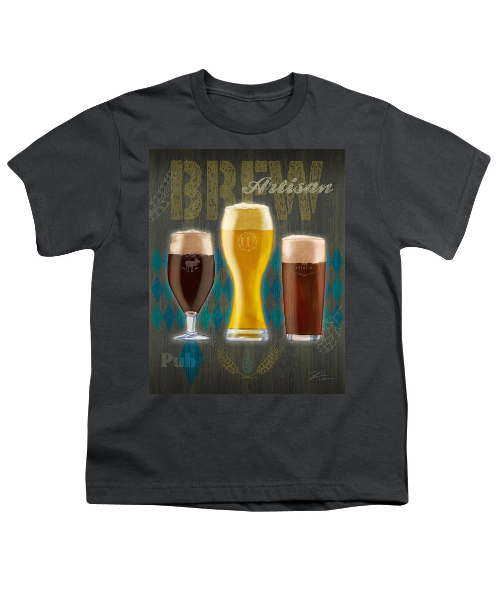 Craft Beer Youth T-Shirt featuring the mixed media Artisan Beer Brew by Shari Warren