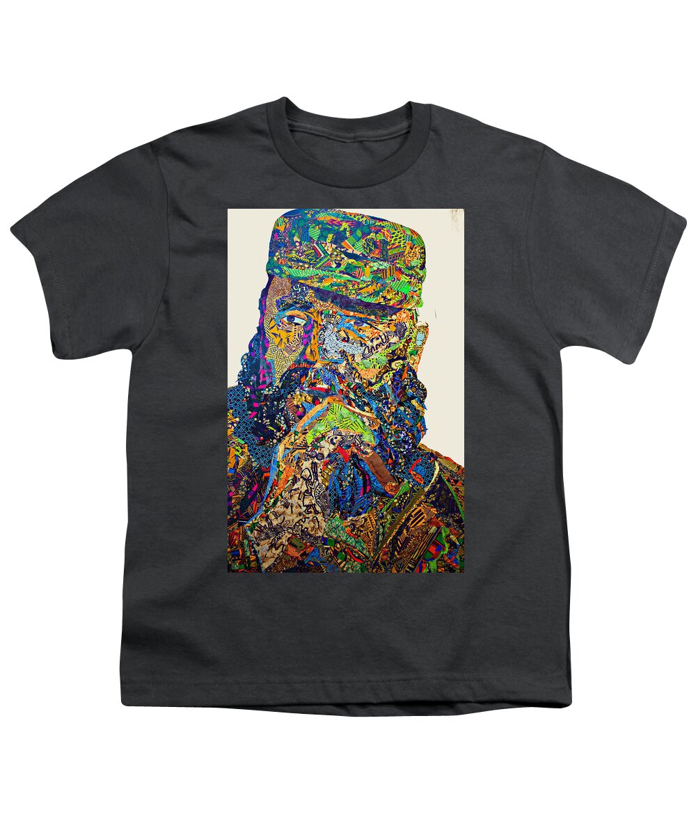 Black Icon Youth T-Shirt featuring the tapestry - textile Fidel El Comandante Complejo by Apanaki Temitayo M