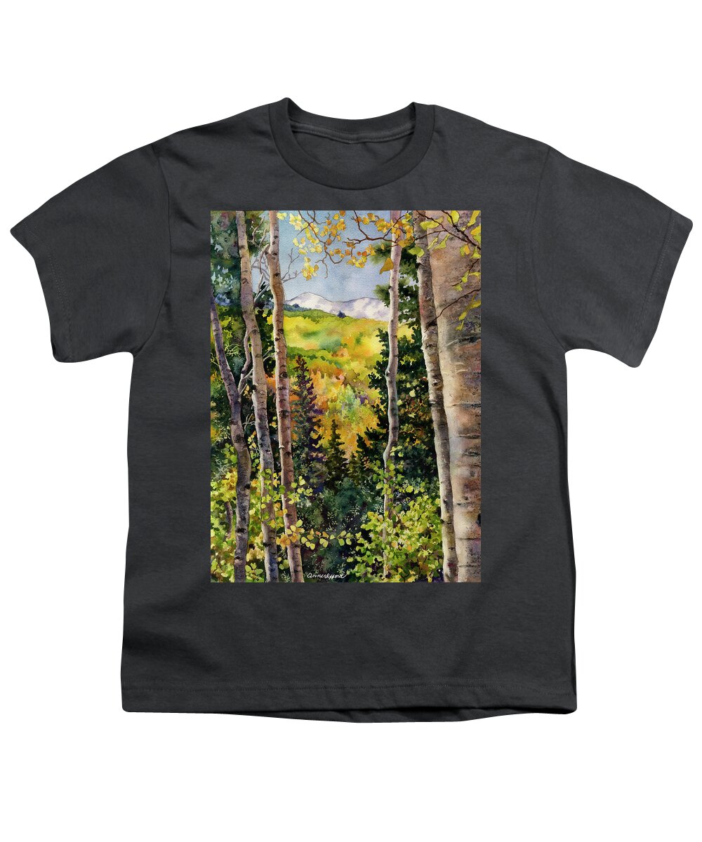 Autumn Painting Youth T-Shirt featuring the painting Aspen Afternoon by Anne Gifford