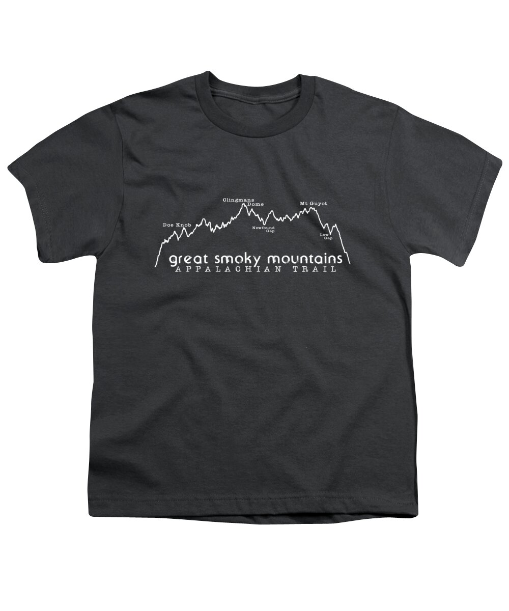 Appalachian Trail Tshirt Youth T-Shirt featuring the digital art AT Elevation Profile GSM White by Heather Applegate