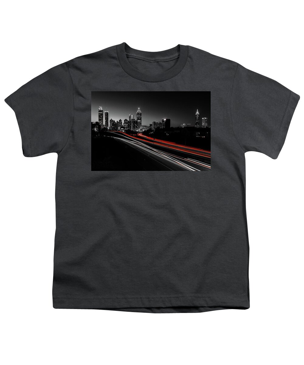 Atlanta Youth T-Shirt featuring the photograph Atlanta Black and White by Kenny Thomas
