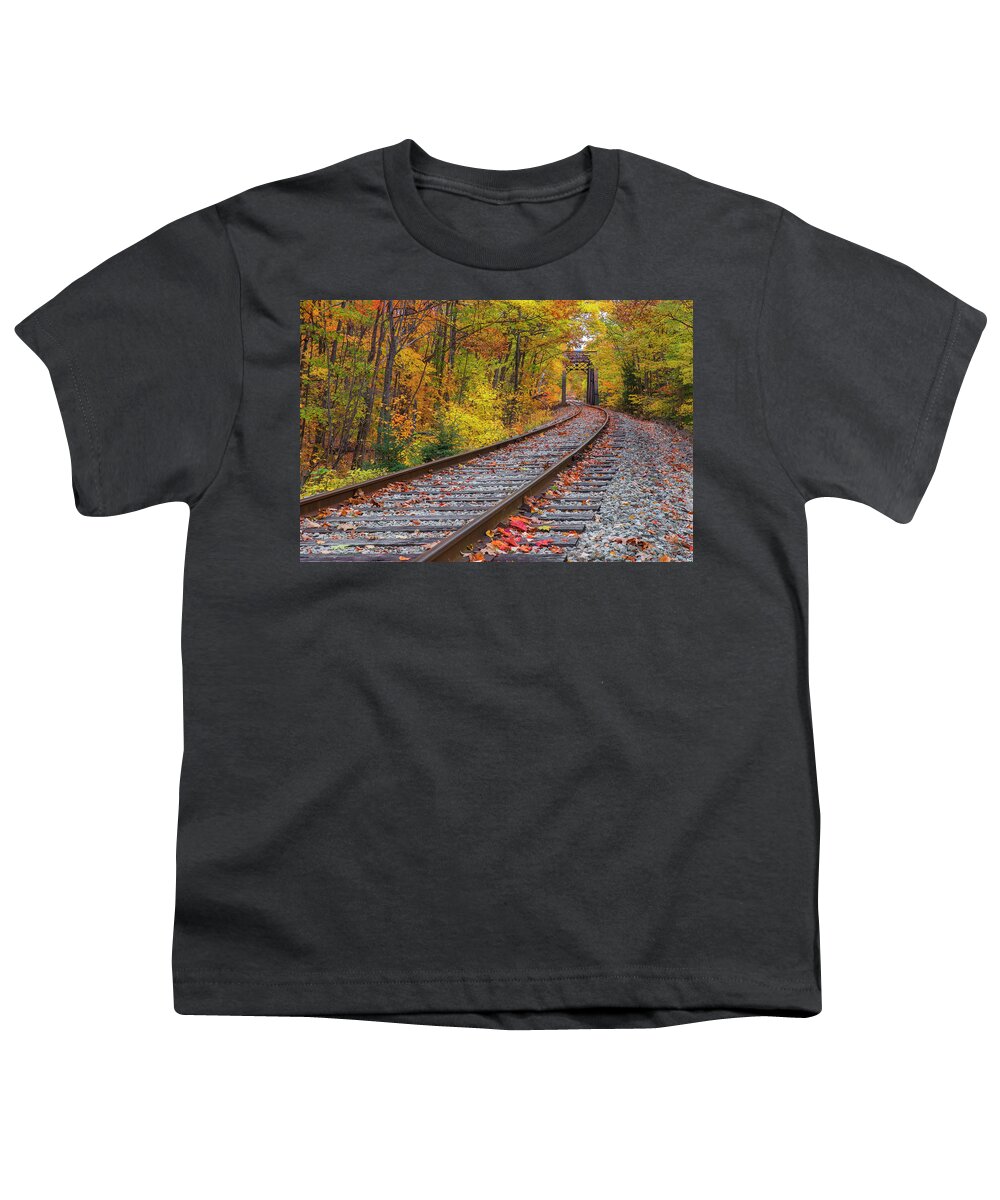 Autumn Youth T-Shirt featuring the photograph Autumn Railroad by White Mountain Images