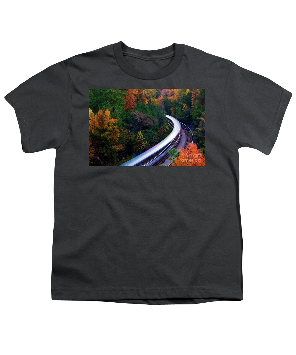 Atlanta Youth T-Shirt featuring the photograph Autumn Rails by Doug Sturgess