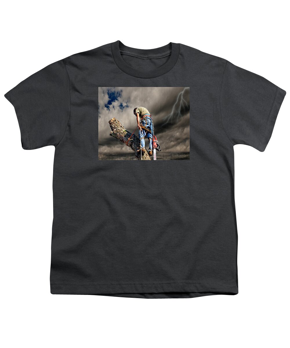 Ax Man Youth T-Shirt featuring the photograph Ax Man by Mark Allen