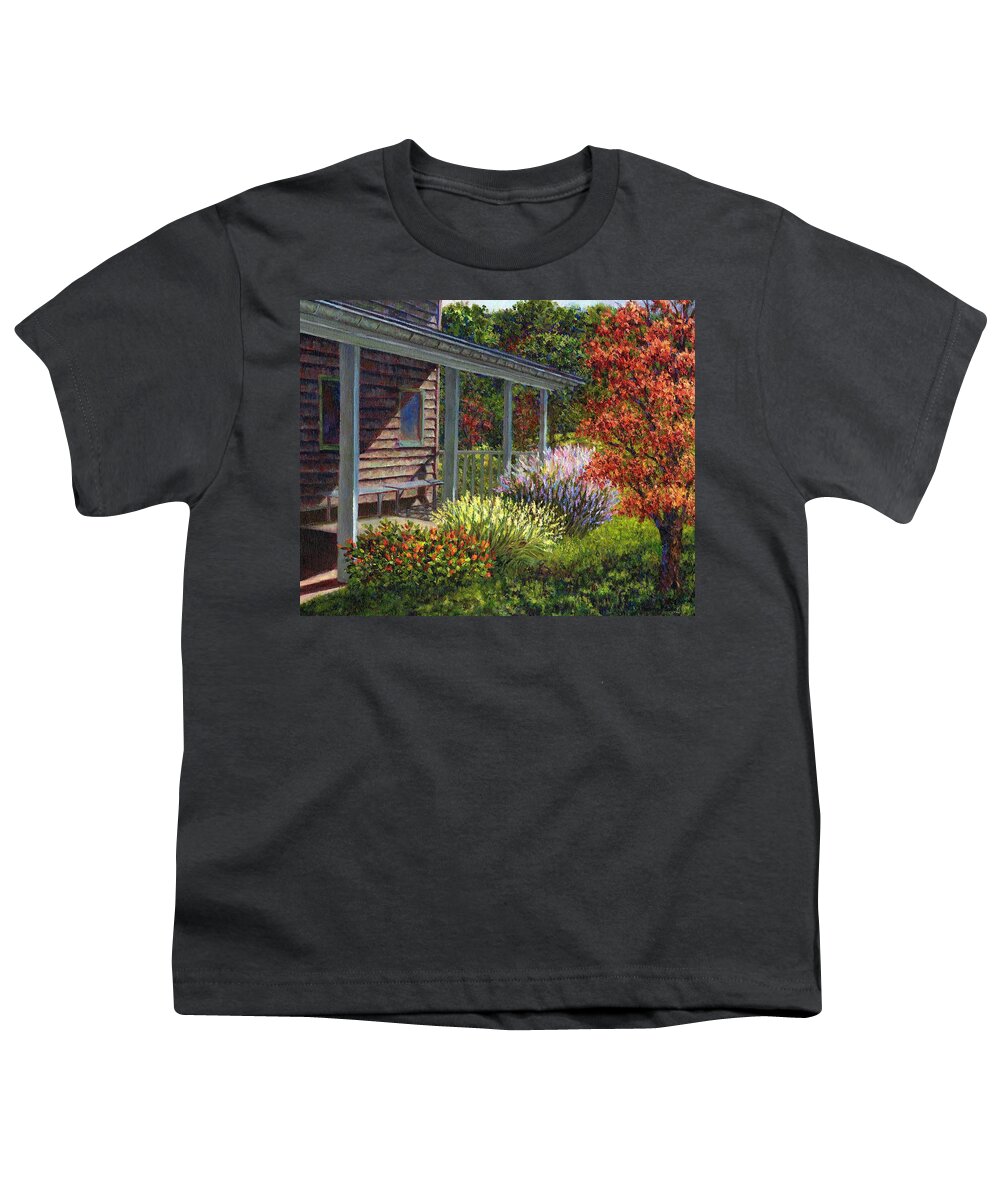 Porch Youth T-Shirt featuring the painting Back Porch by Susan Savad