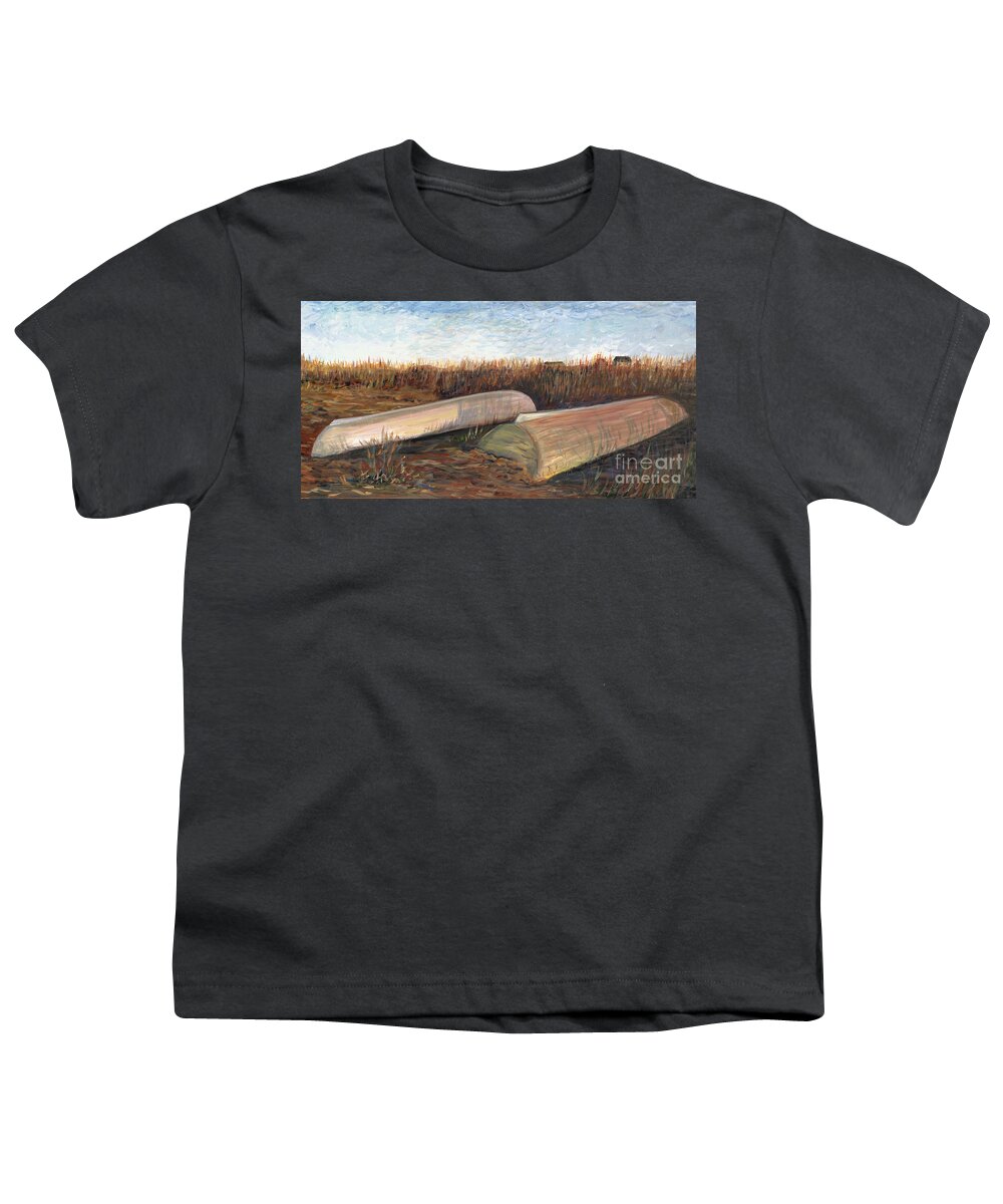 Boat Youth T-Shirt featuring the painting Bald Head Boats by Nadine Rippelmeyer