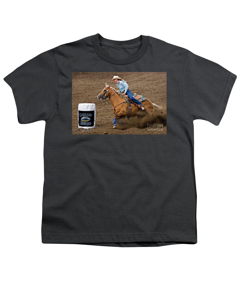 Race Youth T-Shirt featuring the photograph Barrel Racing by Louise Heusinkveld