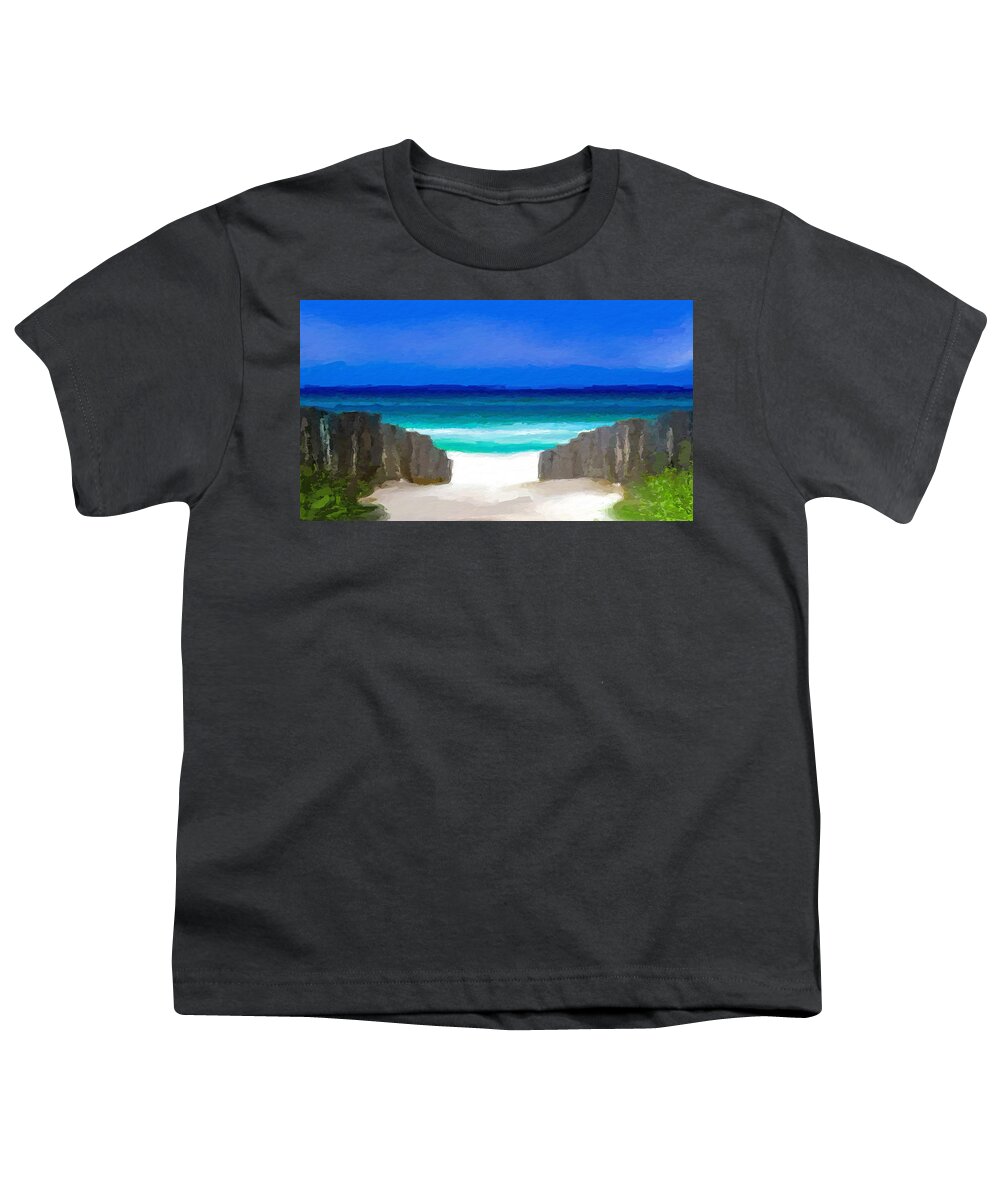Anthony Fishburne Youth T-Shirt featuring the mixed media Beach Path by Anthony Fishburne