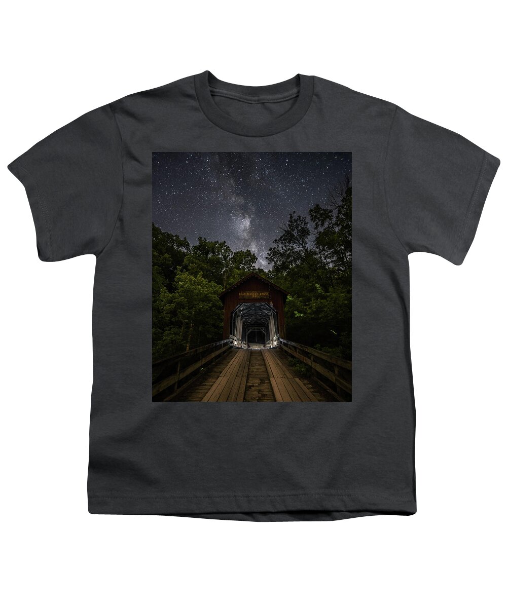 Bean Blossom Covered Bridge Youth T-Shirt featuring the photograph Bean Blossom Bridge MW by Norberto Nunes