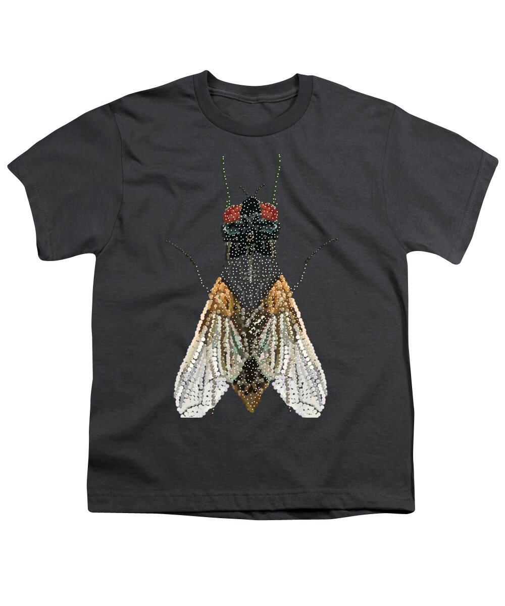  Youth T-Shirt featuring the digital art Bedazzled Housefly Transparent Background by R Allen Swezey