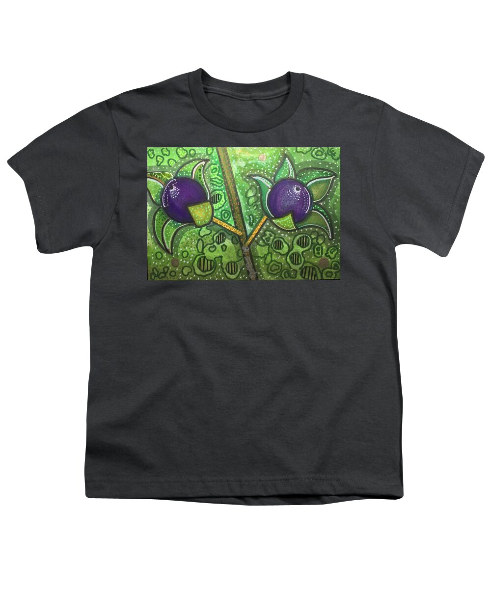 Deadly Nightshade Youth T-Shirt featuring the mixed media Bella Donna by Regina Jeffers
