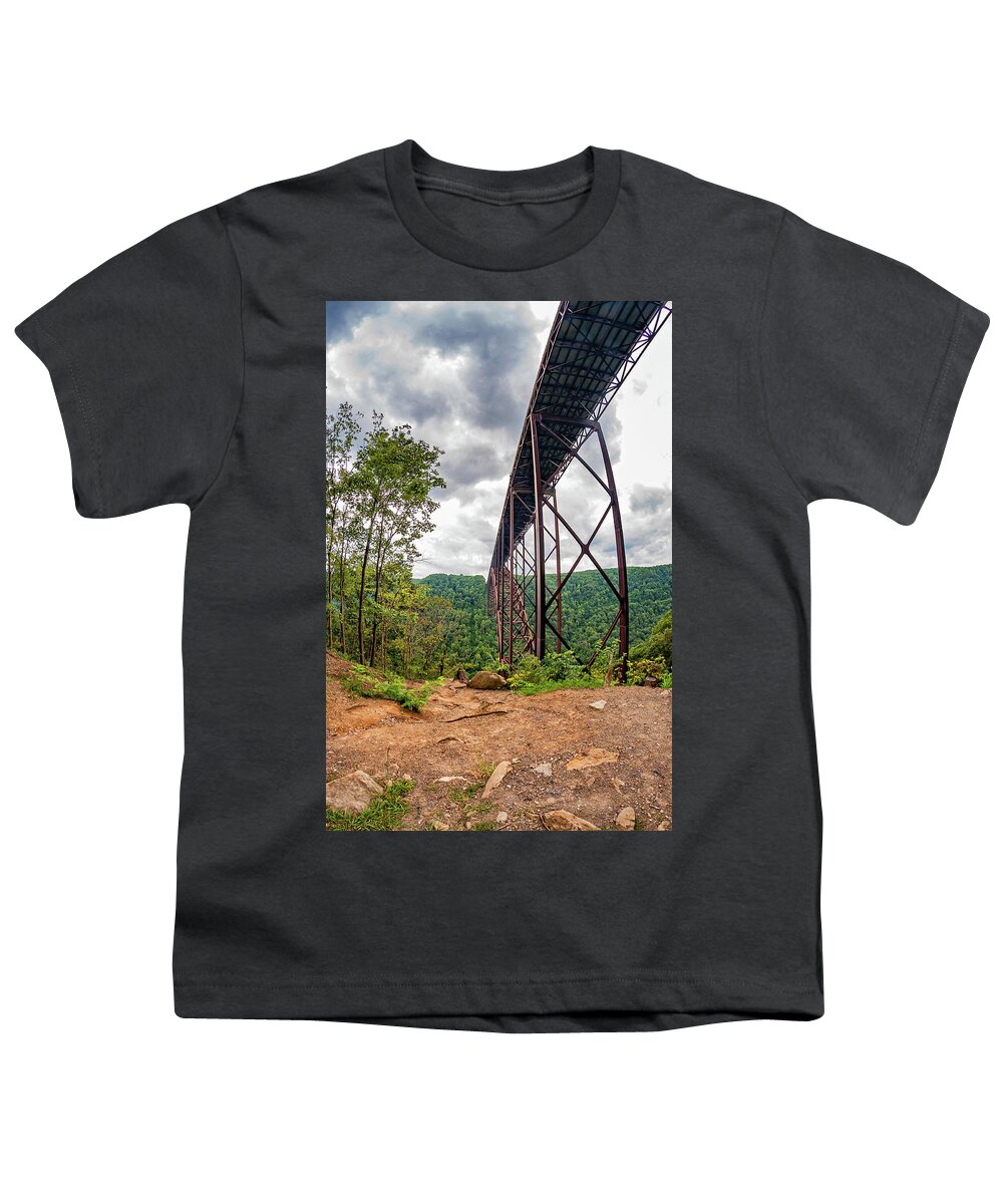 Gorge Bridge Youth T-Shirt featuring the photograph Beneath The New River Bridge 5 by Steve Harrington