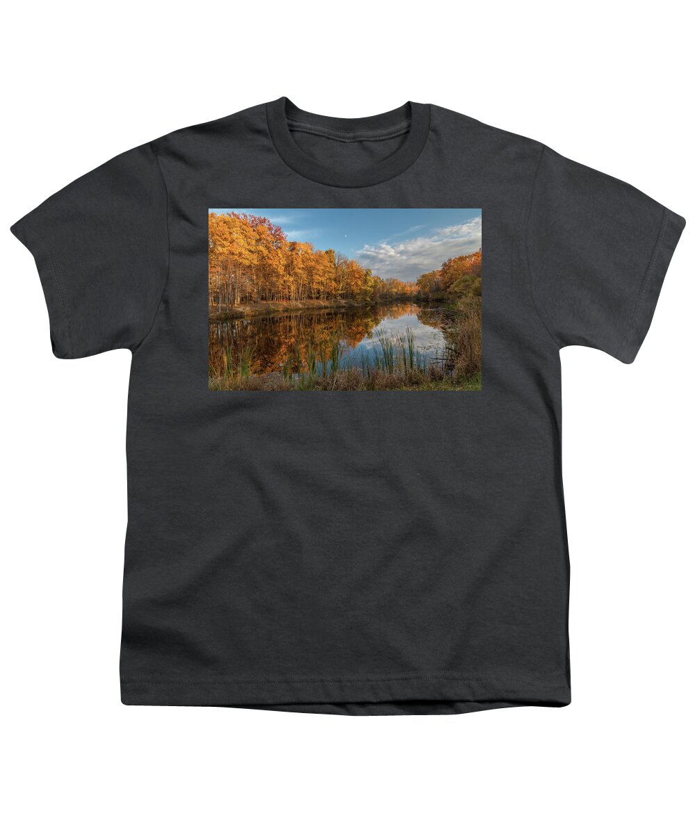 Pond Youth T-Shirt featuring the photograph Beyer's Pond in Autumn by Lon Dittrick