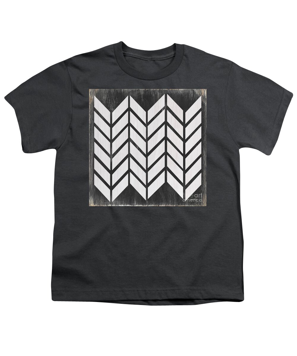 Quilt Youth T-Shirt featuring the painting Black and White Quilt by Debbie DeWitt