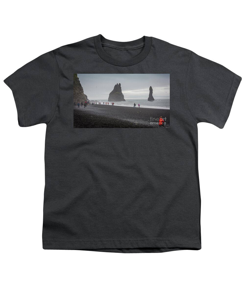 Europe Youth T-Shirt featuring the photograph Black sand beach by Agnes Caruso