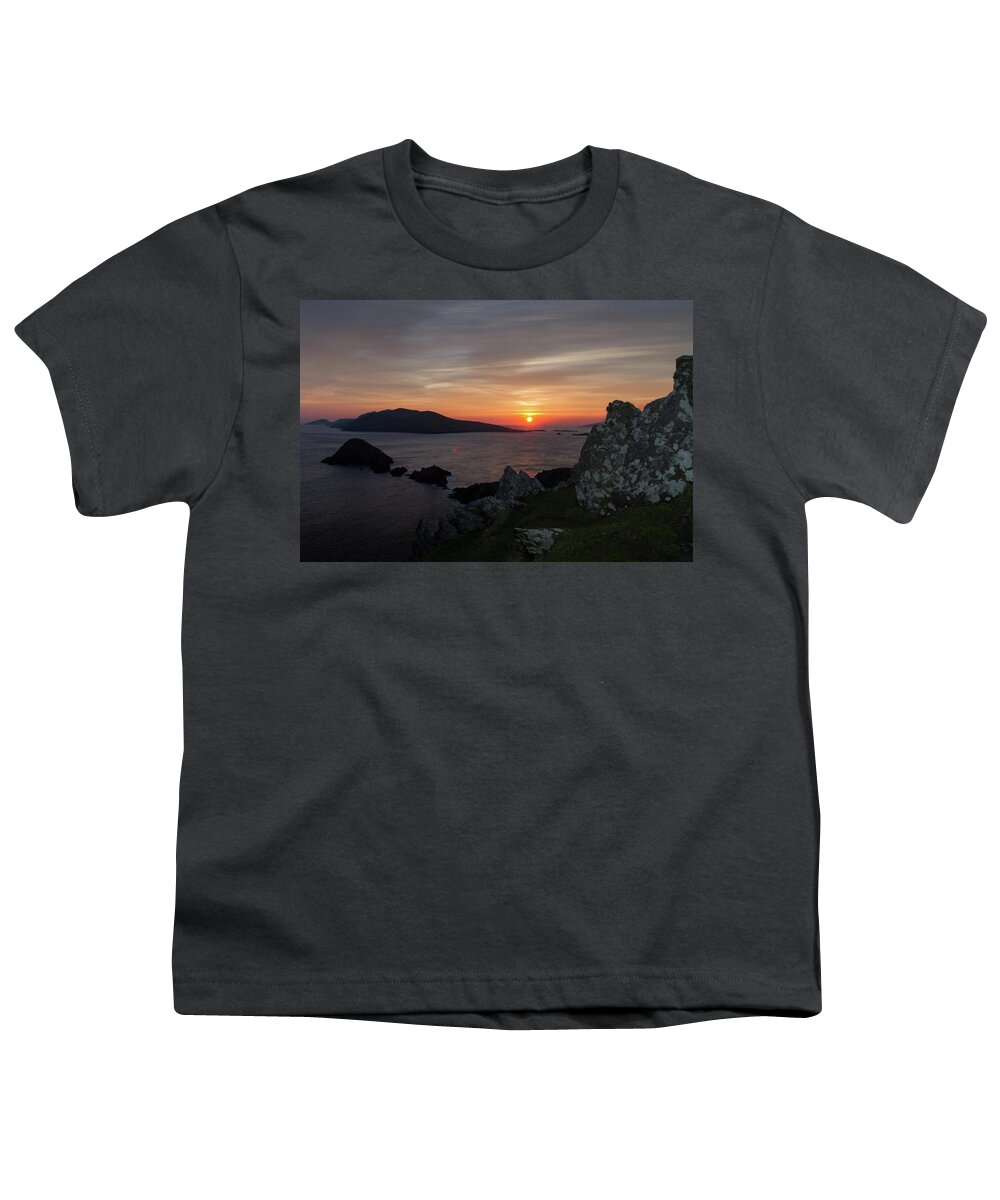 Blasket Youth T-Shirt featuring the photograph Blasket Islands At Sunset by Mark Callanan