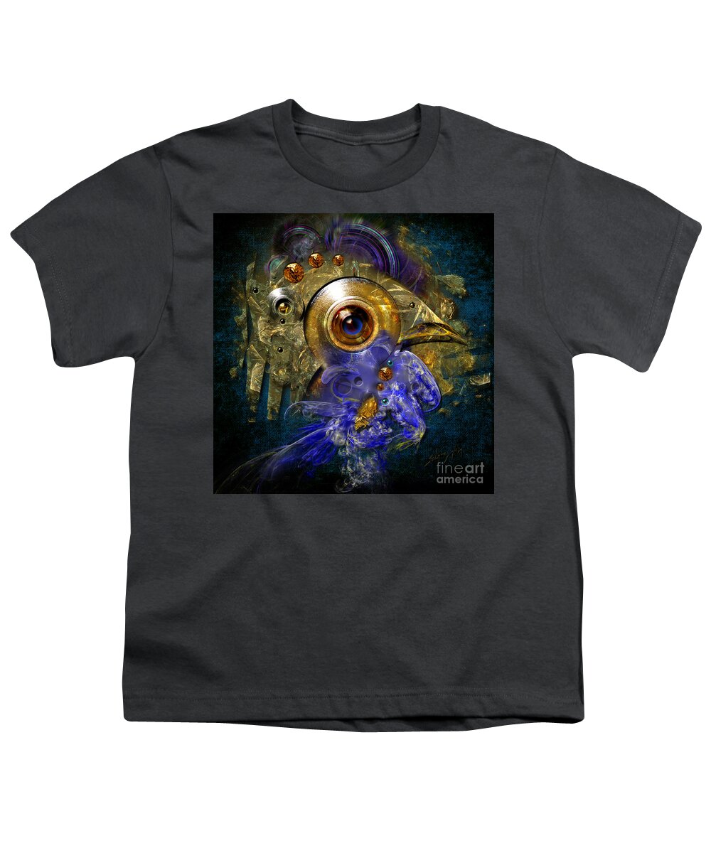 Animals Youth T-Shirt featuring the painting Blue eyed bird by Alexa Szlavics