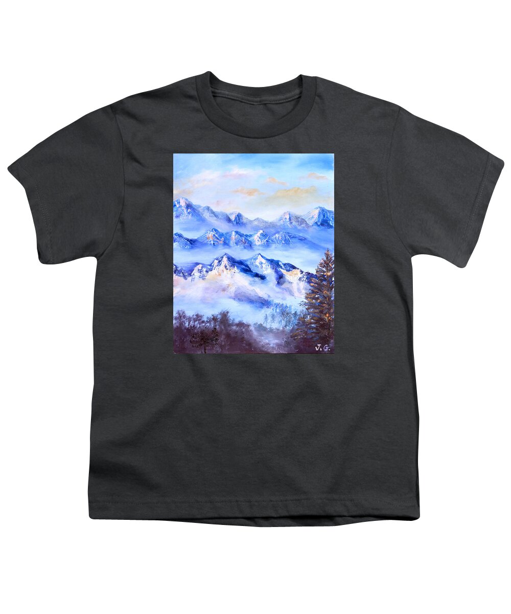 Mountains Youth T-Shirt featuring the painting Blue Mountains by Jana Goode