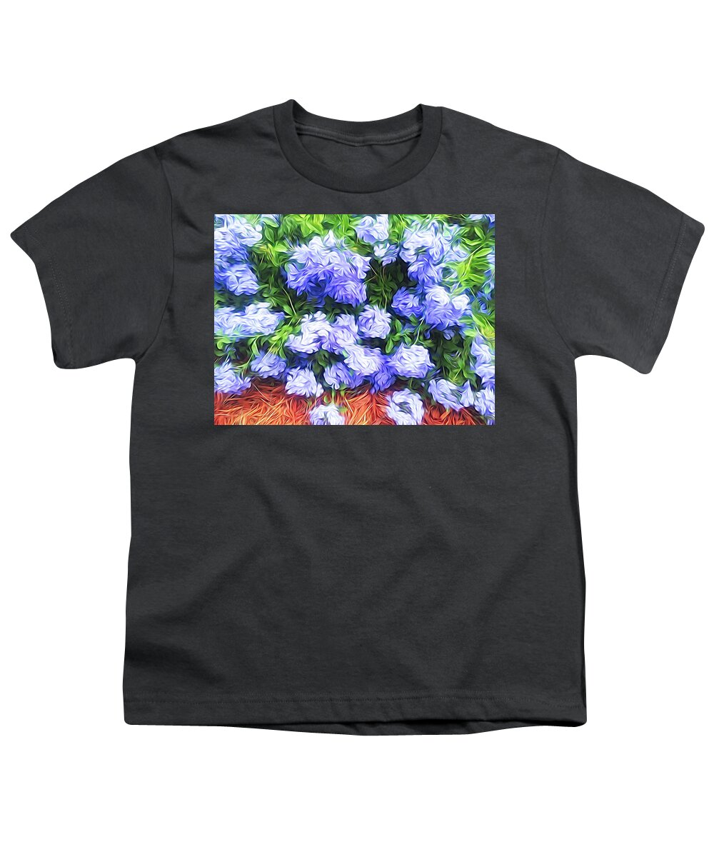 Flower Youth T-Shirt featuring the photograph Blue Plumbago Blossoms Abstract by Aimee L Maher ALM GALLERY